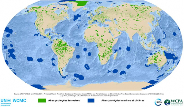 Carte des aires protégées dans le monde, CC BY-NC-ND